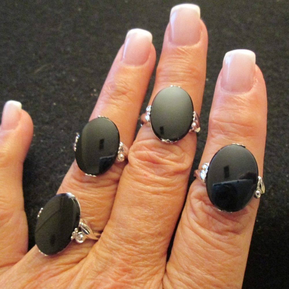 925 Sterling Silver & Genuine Black Onyx Ring>Black Onyx Ring,925 Ring,Onyx Ring